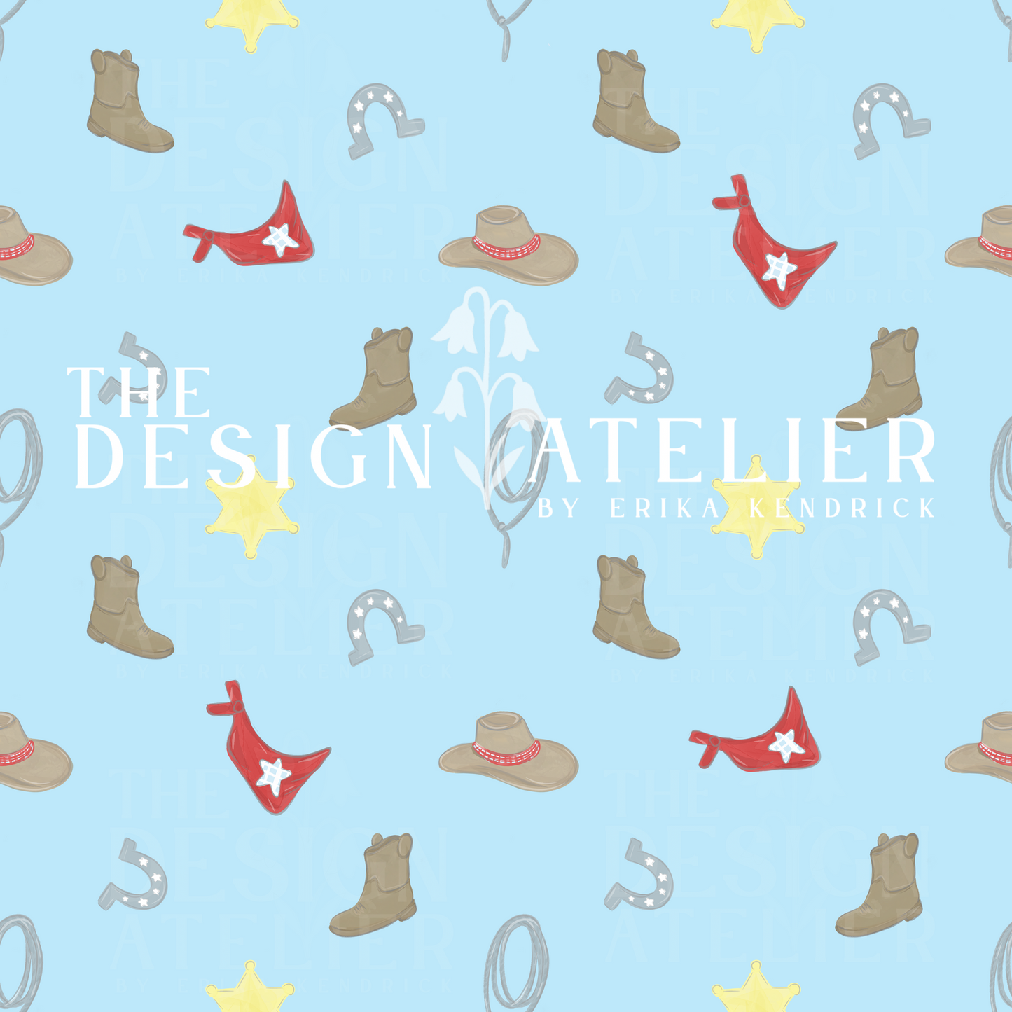Little Wrangler Light Blue Seamless Design with Textile Rights