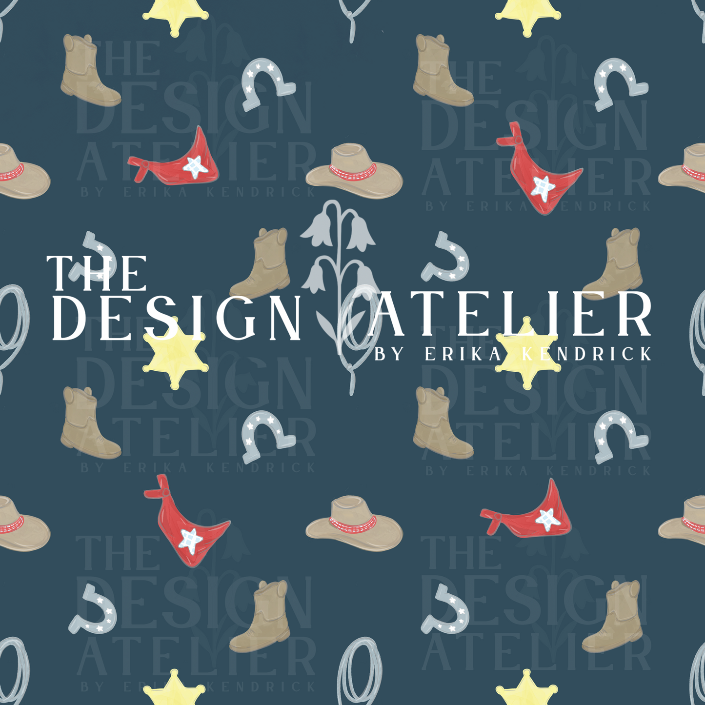 Little Wrangler Navy Seamless Design with Textile Rights