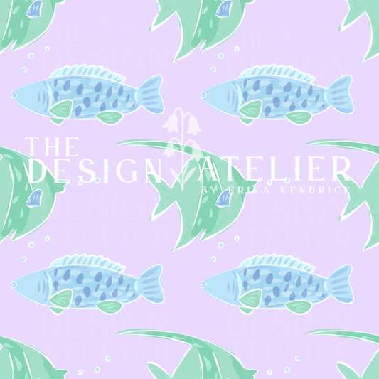 Lilac Angel Fish Seamless Design with Textile Rights