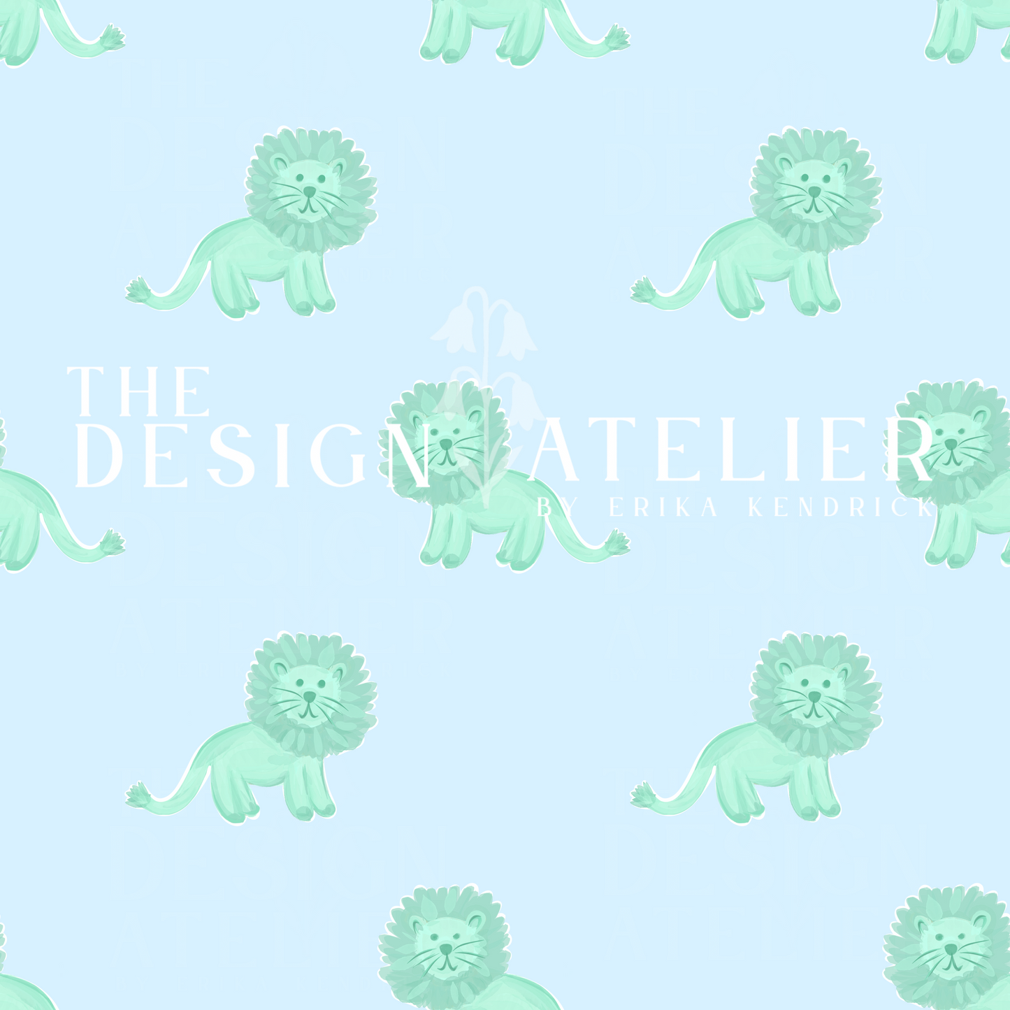 King of the Jungle Blue Seamless Pattern with Textile Rights