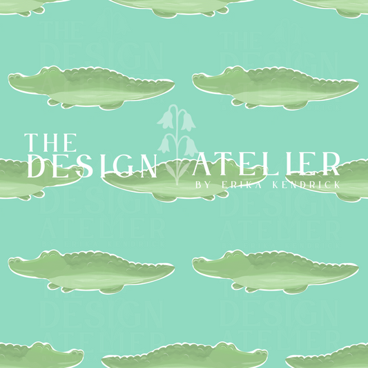 King of the Swamp Green Seamless Pattern with Textile Rights