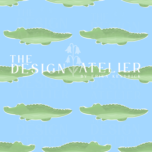 King of the Swamp Blue Seamless Pattern with Textile Rights