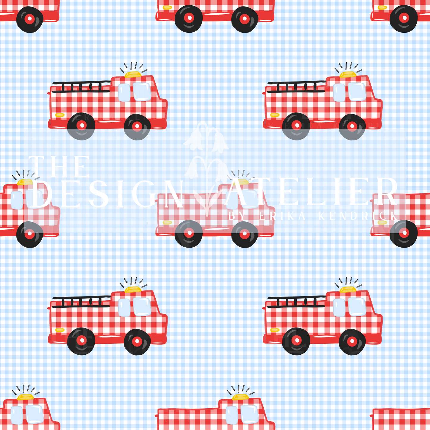 Little Firetruck Seamless Pattern with Textile Rights