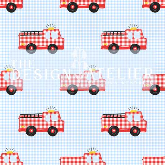 Little Firetruck Seamless Pattern with Textile Rights