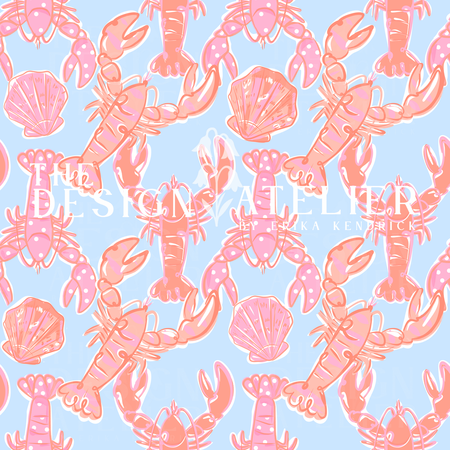 Lobsters in Nantucket Pattern with Textile Rights