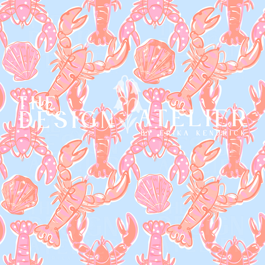 Lobsters in Nantucket Pattern with Textile Rights