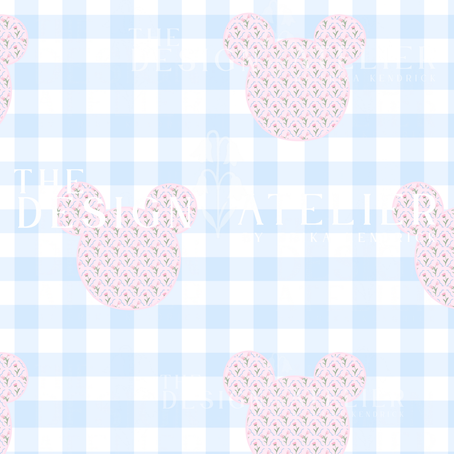 Mouse Ears  Floral Seamless Pattern with Textile Rights