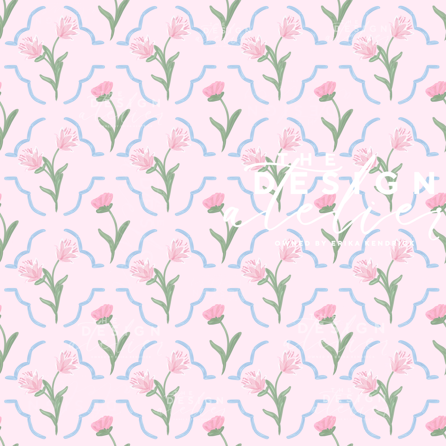 Parterre Pink Seamless Pattern with Textile Rights