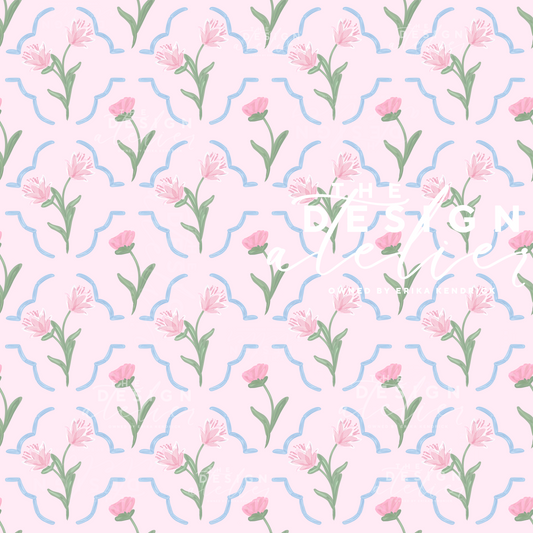 Parterre Pink Seamless Pattern with Textile Rights
