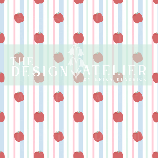 Pastel Apple Stripe Seamless Pattern with Textile Rights