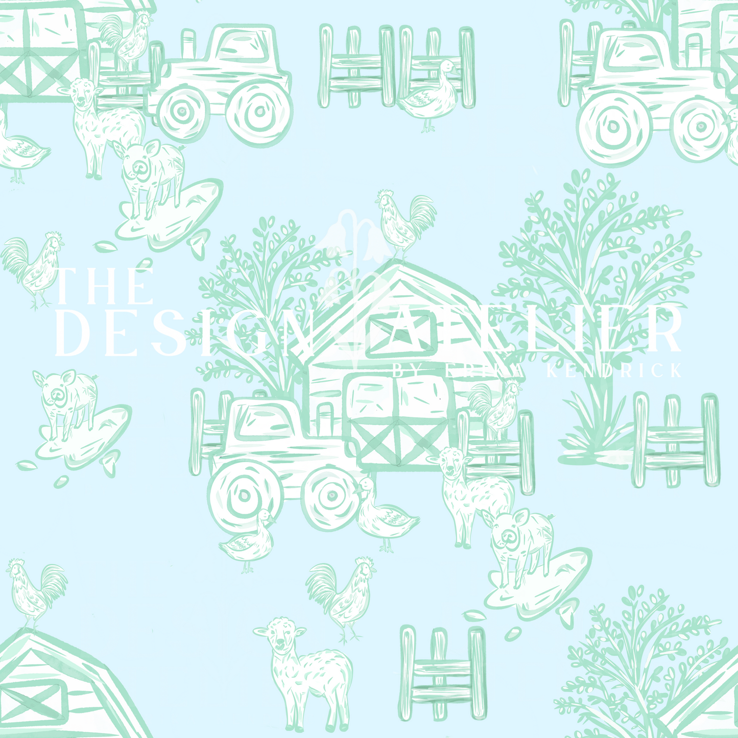 Petal Hill Farm Seamless Pattern with Textile Rights