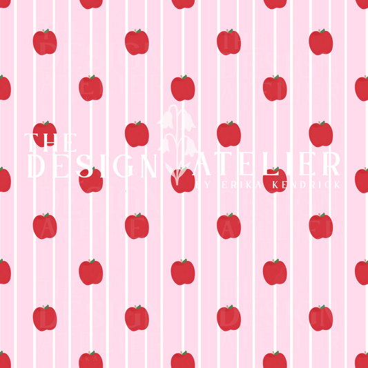 Pink Stripe  Apple Prep School Seamless Pattern with Textile Rights