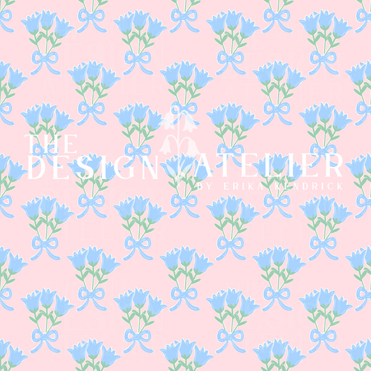 Pink Tulip Block Pattern Seamless Pattern with Textile Rights