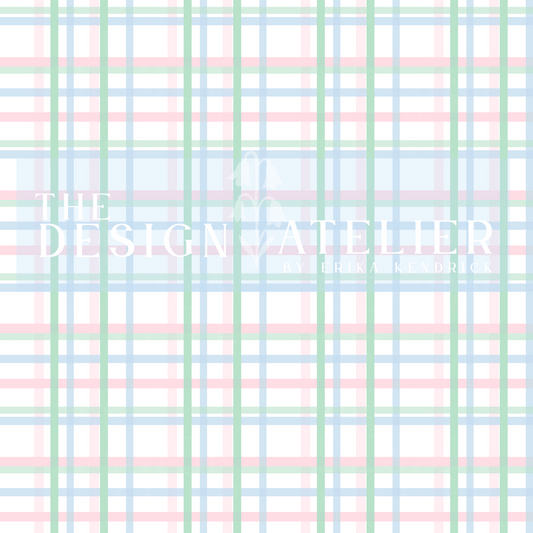 Preppy Pastel Plaid Pattern Seamless Pattern with Textile Rights
