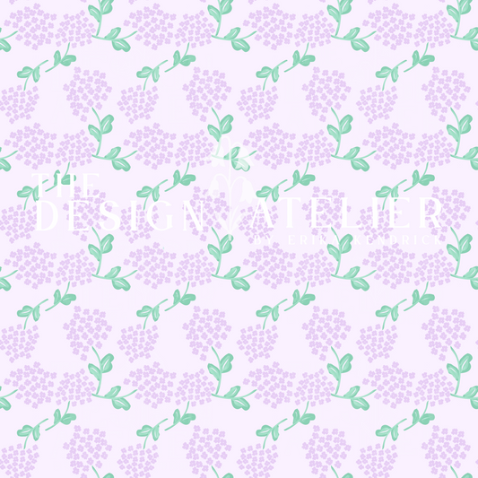 Purple Hydrangeas Seamless Pattern with Textile Rights