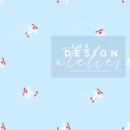 Red White and Blue Skies Seamless Pattern with Textile Rights