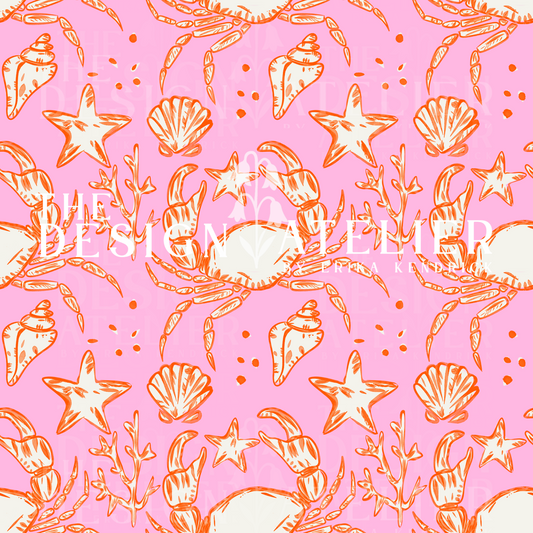 Sandbar Social Pink Seamless Pattern with Textile Rights