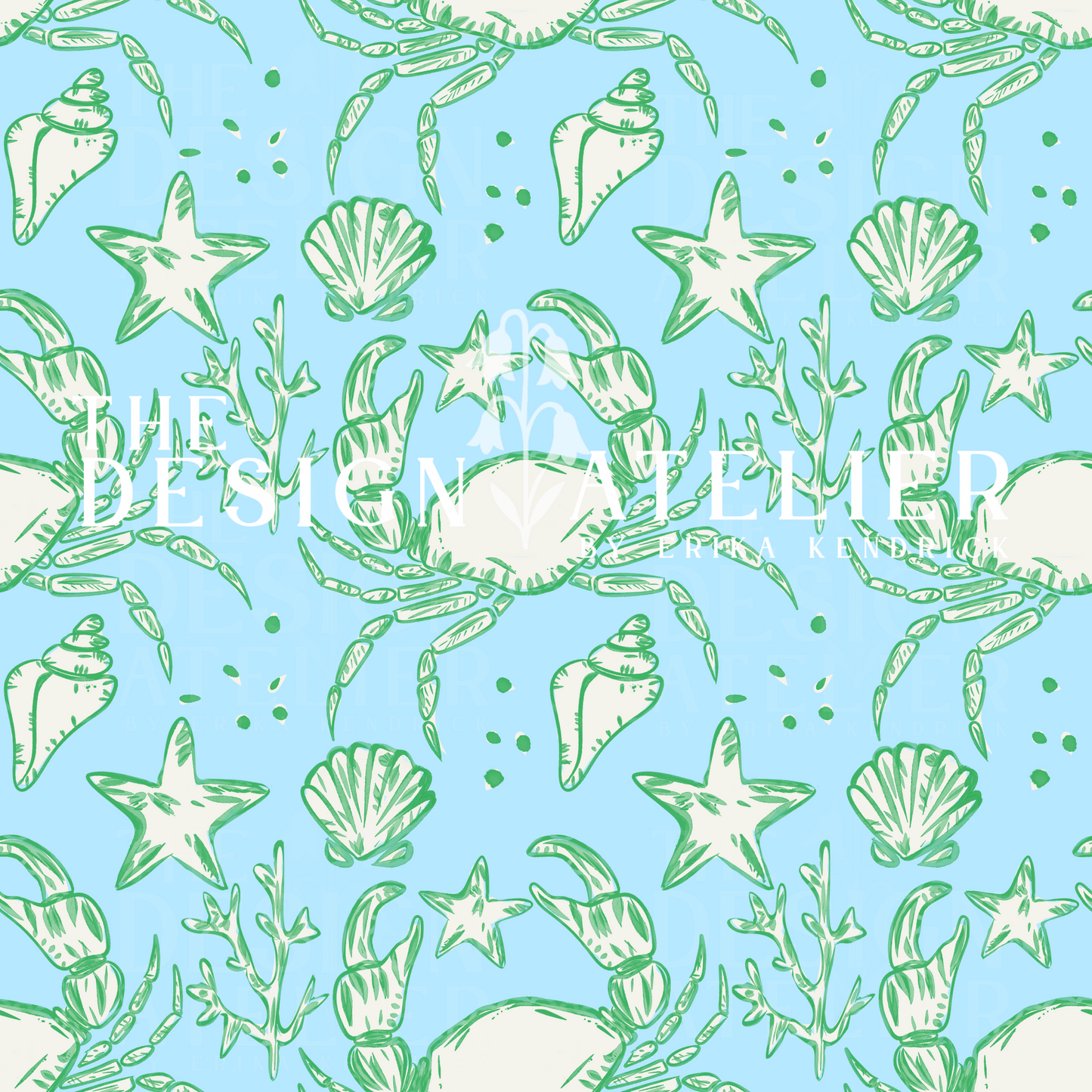 Sandbar Social blue Seamless Pattern with Textile Rights