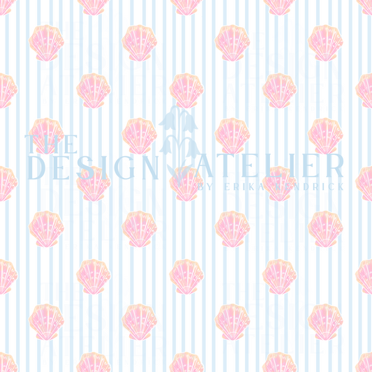 Seashell Stripes Seamless Design with Textile Rights