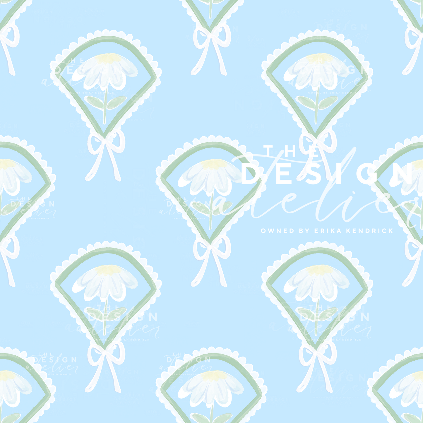 Southern Cottage Bloom- Blue Seamless Pattern with Textile Rights