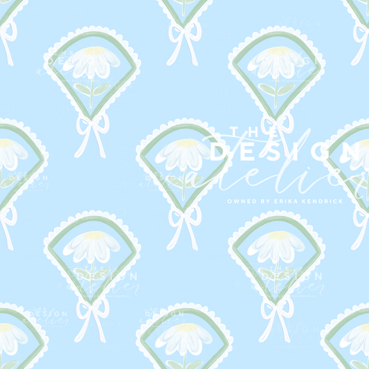 Southern Cottage Bloom- Blue Seamless Pattern with Textile Rights