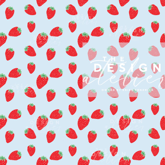 Sweet Berry Lane Blue Seamless Pattern with Textile Rights