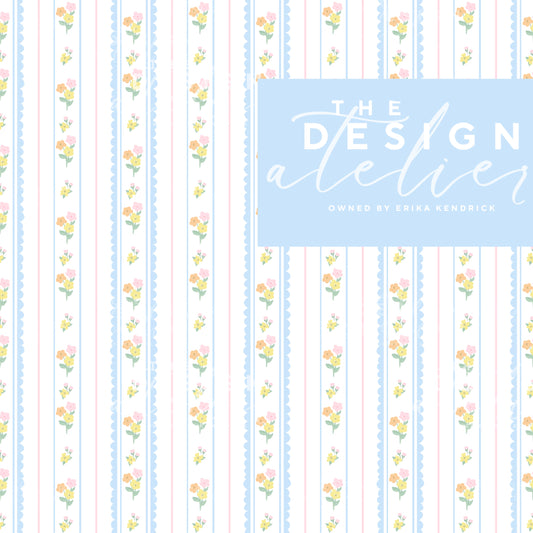 Sweet Pea Stripes Seamless Pattern with Textile Rights