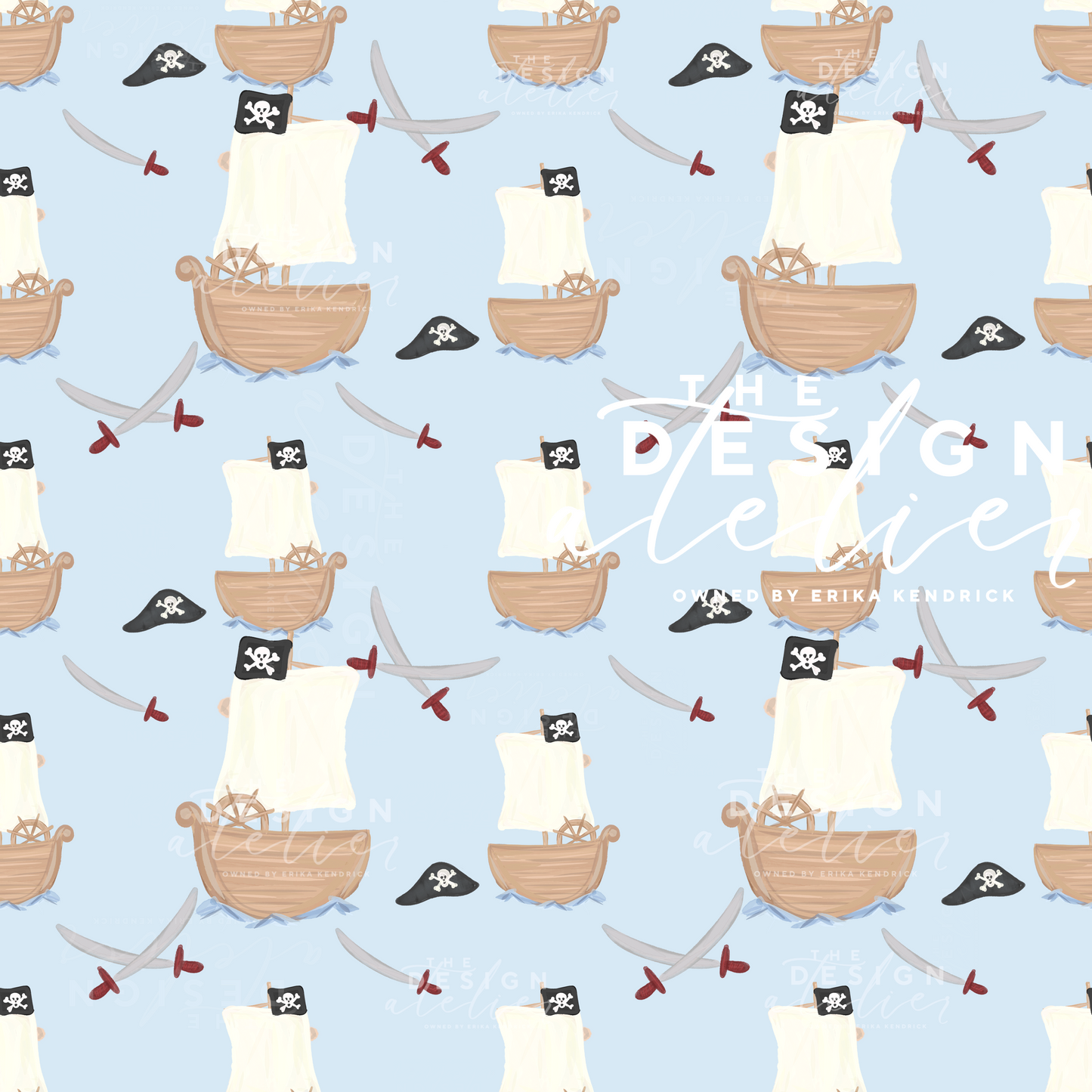 Tiny Treasure Fleet Seamless Pattern with Textile Rights