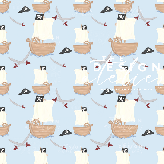 Tiny Treasure Fleet Seamless Pattern with Textile Rights