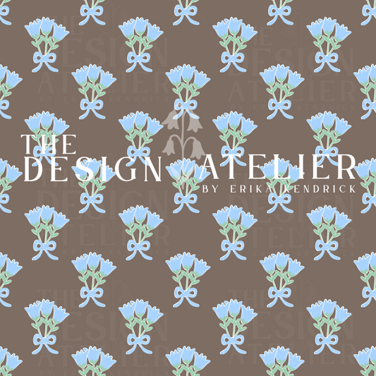 Brown Tulip Block Pattern Seamless Pattern with Textile Rights