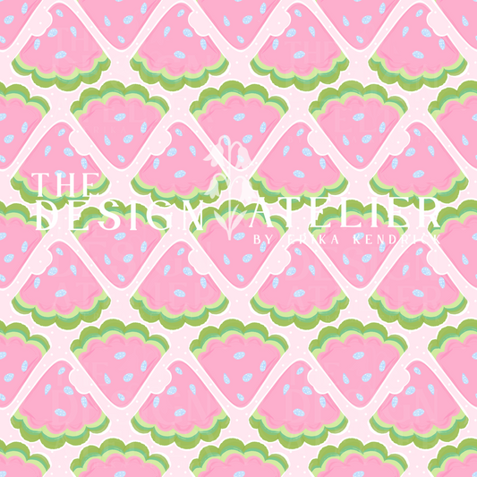 Watermelon Scallops Seamless Design with Textile Rights